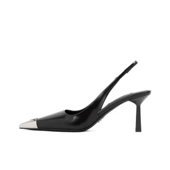 PRADA 75mm Slingback Pump Black Leather Women's