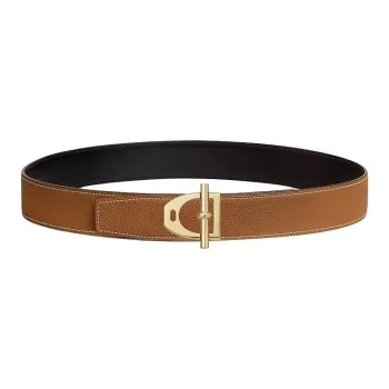 HERMES Leather Belts Men's Brown Width 3.8CM