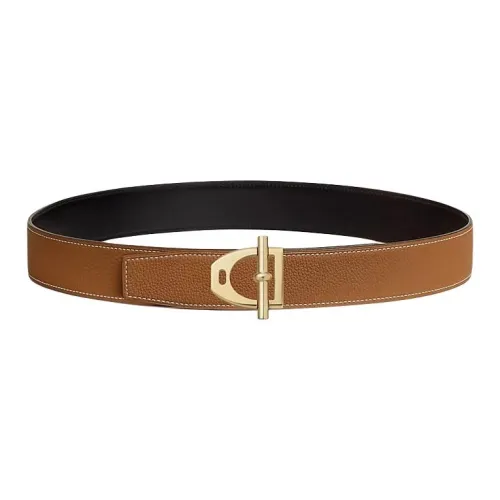 HERMES Leather Belts Men's Brown Width 3.8CM