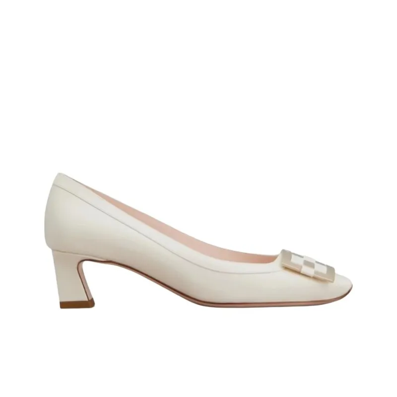 Roger Vivier Trompette Block Heel High Heels 4.5cm Women's Cream White-1