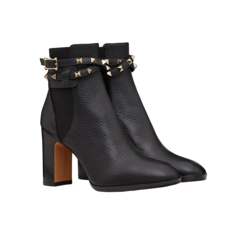 Valentino Rockstud GARAVANI Ankle Boots 9cm Women's Black-2