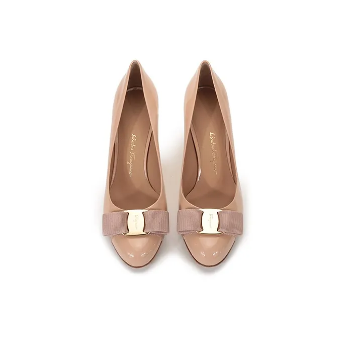 FERRAGAMO Slim Heel High Heels 7cm Women's Nude-3