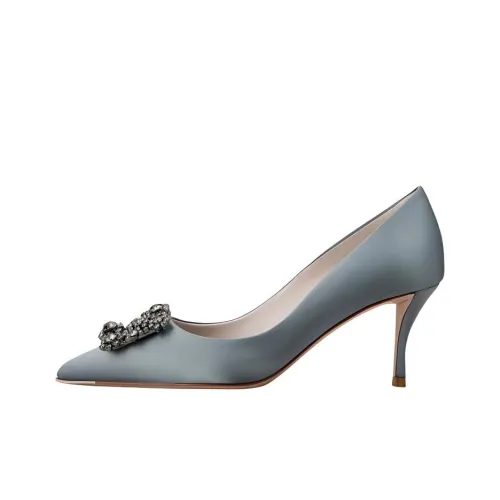 Roger Vivier Efflorescence Slim Heel High Heels 6.5cm Women's Gray Blue