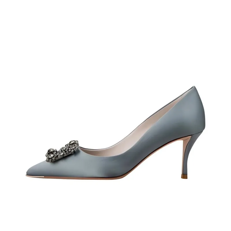 Roger Vivier Efflorescence Slim Heel High Heels 6.5cm Women's Gray Blue-0