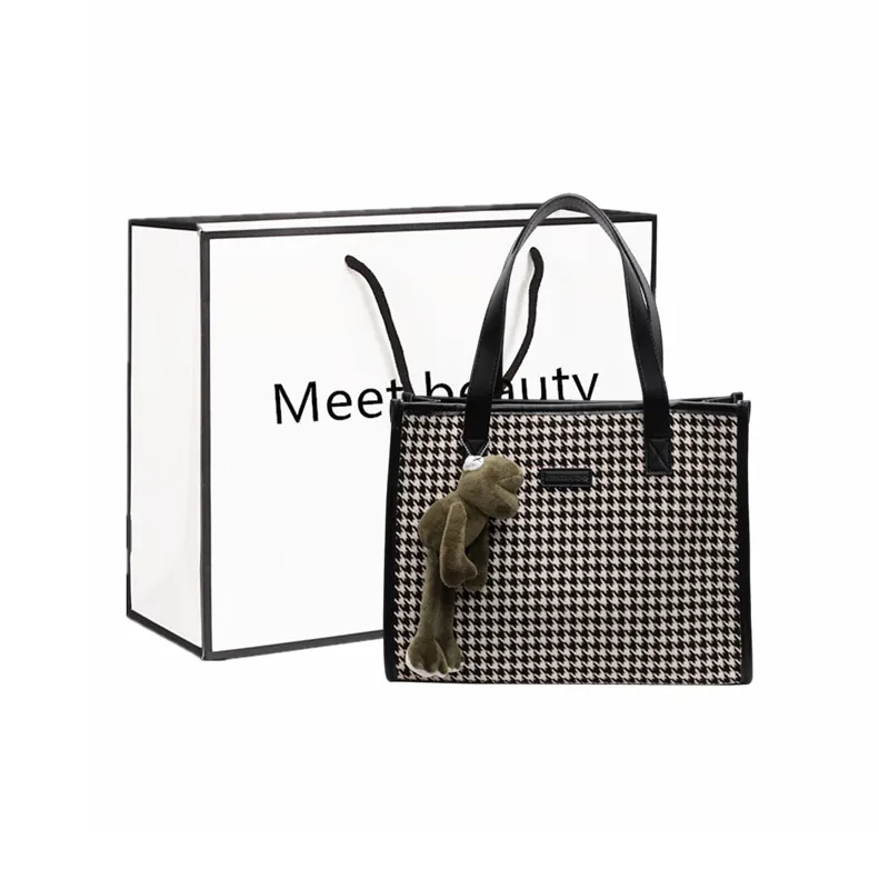 Fitchell PU Tote Bag Shoulder Bag Regular Women's Brown/Black-2