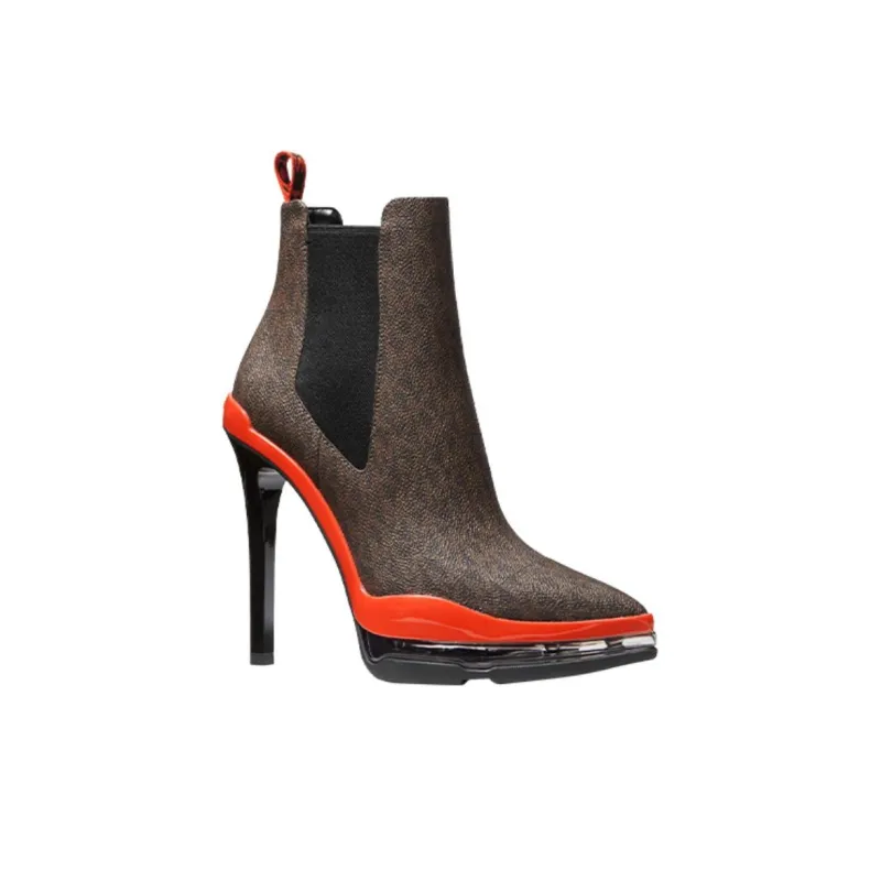 MICHAEL KORS Keke Short Chelsea Boots Women's Dark Brown-2