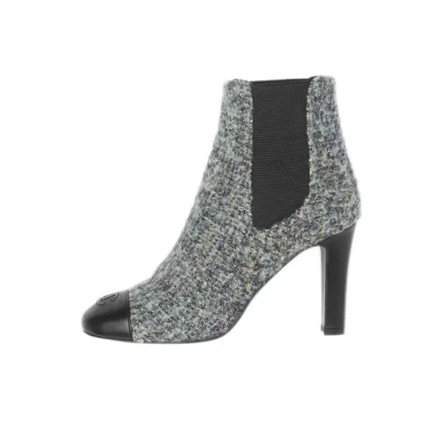 CHANEL Chelsea Boots Women's Gray Black
