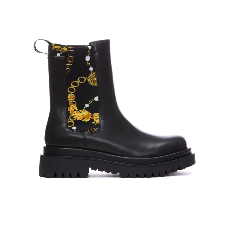 VERSACE JEANS Couture Baroque-print Ankle Boots-4