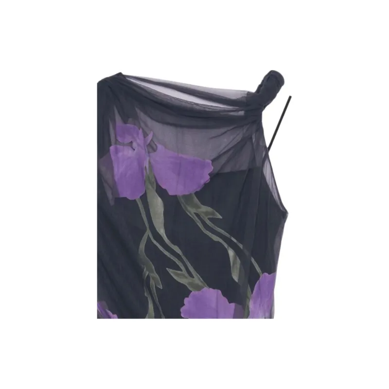 GIVENCHY Dress In Floral Dévoré Satin Jersey Sleeveless Dress Women's Purple-4