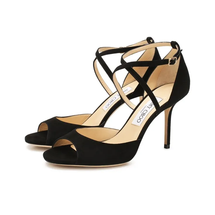 Jimmy Choo Emsy Slim Heel One Strap Sandals 8.5cm Women's Black-2