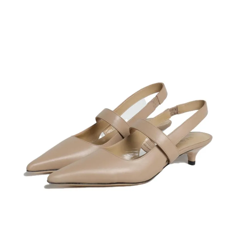 By Far Slim Heel High Heels 4cm Women's Beige-4