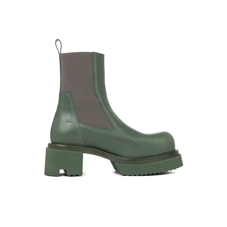 RICK OWENS/RO Beatle Bogun Chelsea Boots Men's Green-1