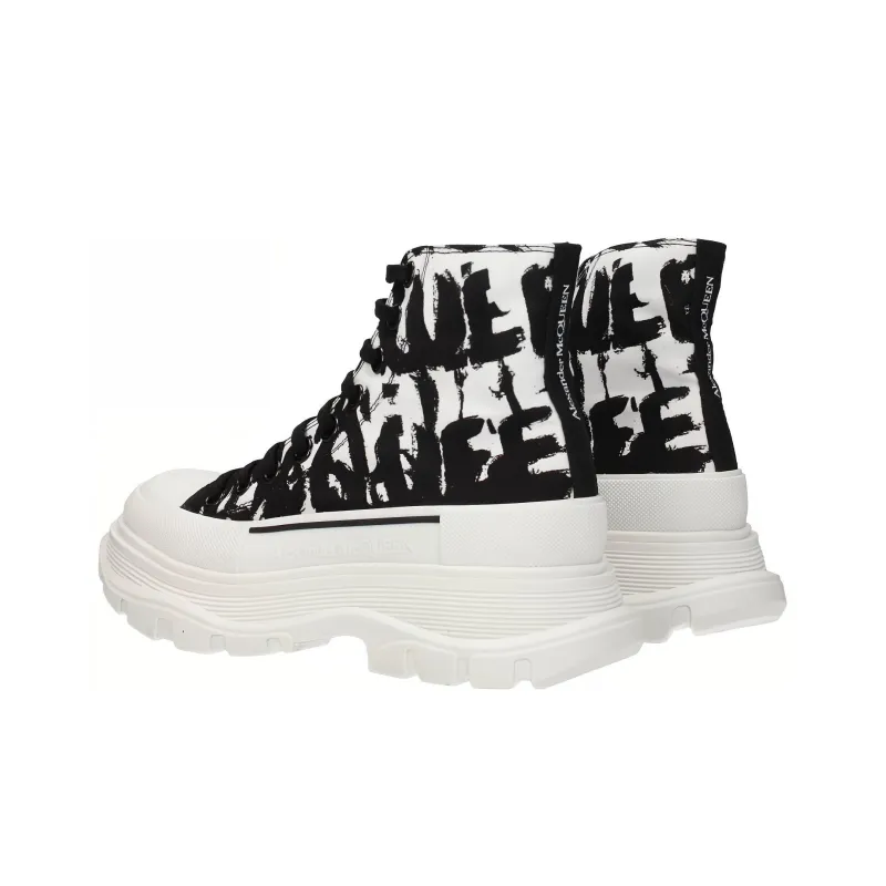 Alexander McQueen Graffiti Tread Slick Boot White Black Women's-5