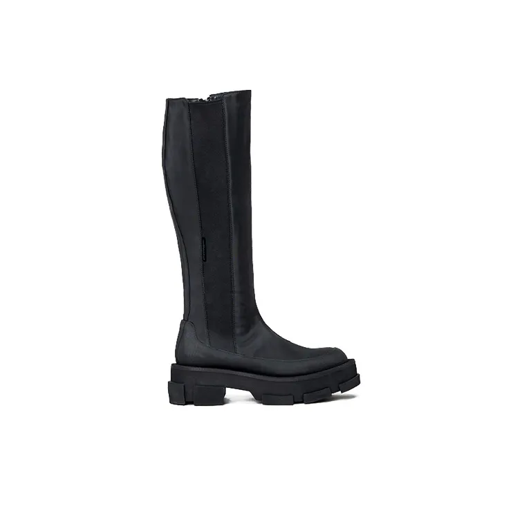 Both Knee High Chelsea Boots Women's Black-1