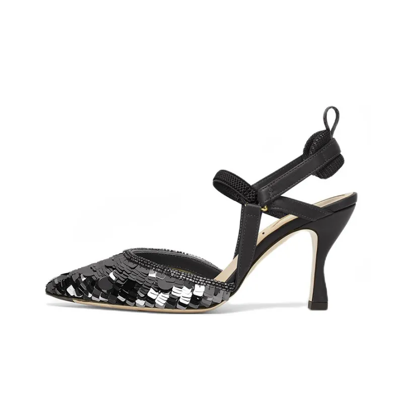 FENDI Colibri Slim Heel High Heels 8.5cm Women's Black-0