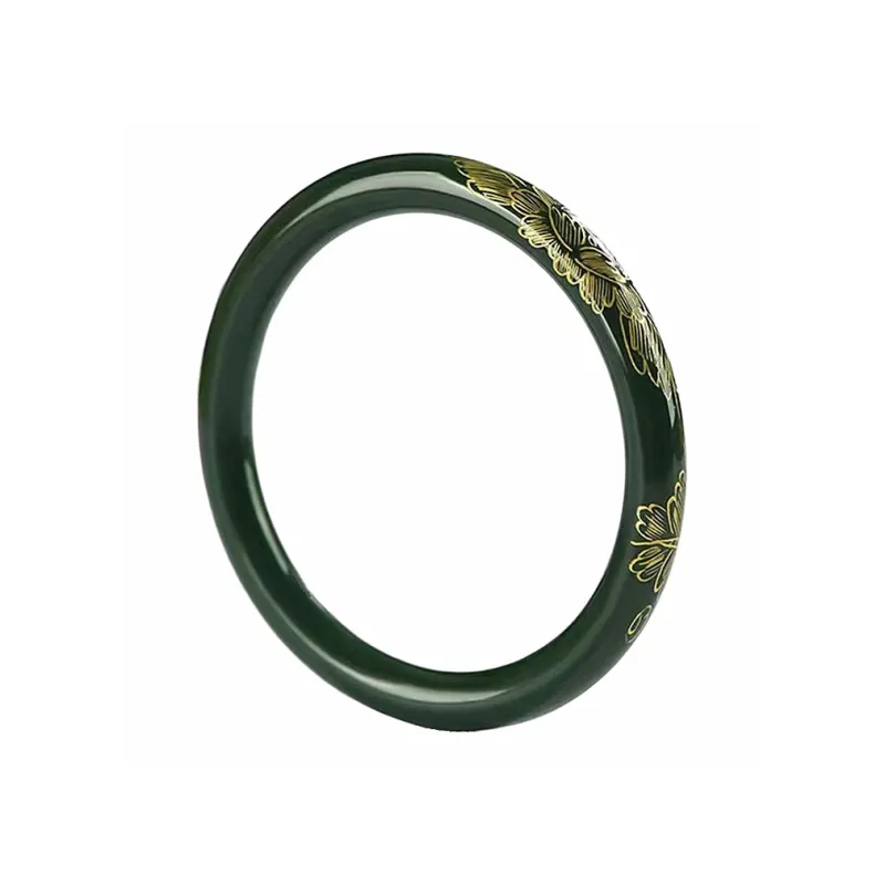 Cuizu Hetian Jade Bangles Green Jade Unisex-3