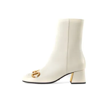 GUCCI Horsebit Ankle Boots Women's White