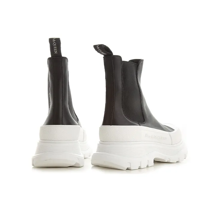 Alexander McQueen Tread Slick Chelsea Boot Black White-4