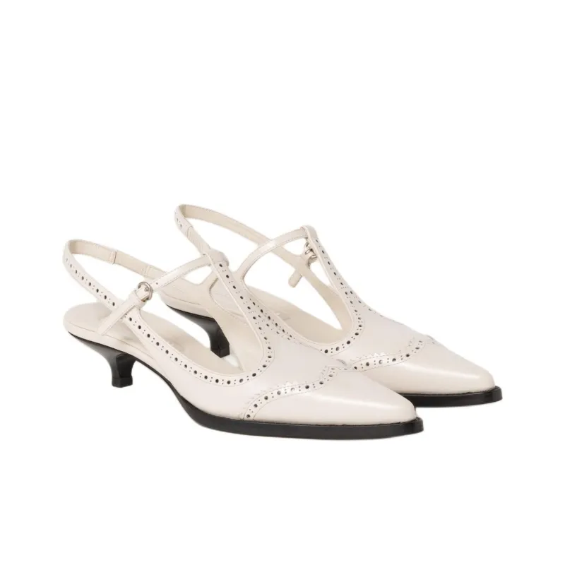 MIU MIU Block Heel High Heels 3.5cm Women's White-2