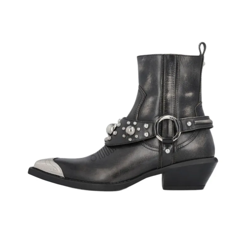 PINKO Tex Distressed Cowboy Ankle Boots Women's-0