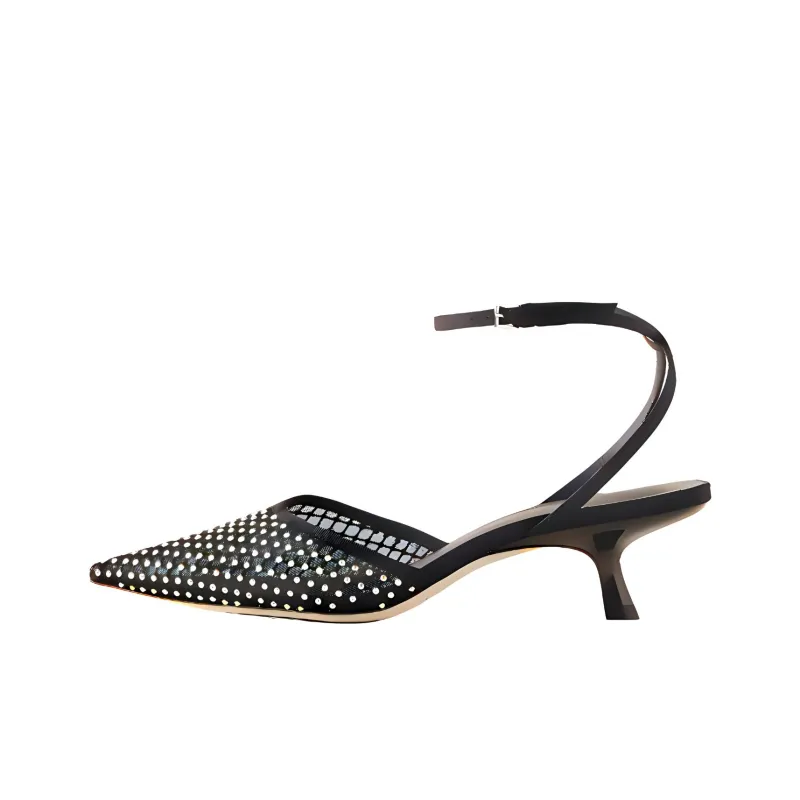 REFORMATION Wade Slim Heel High Heels 5cm Women's Black-0
