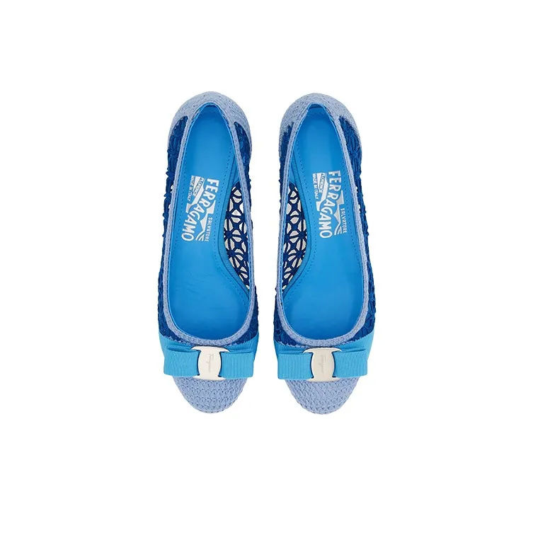 FERRAGAMO Vara High Heels 3cm Women's Blue-3
