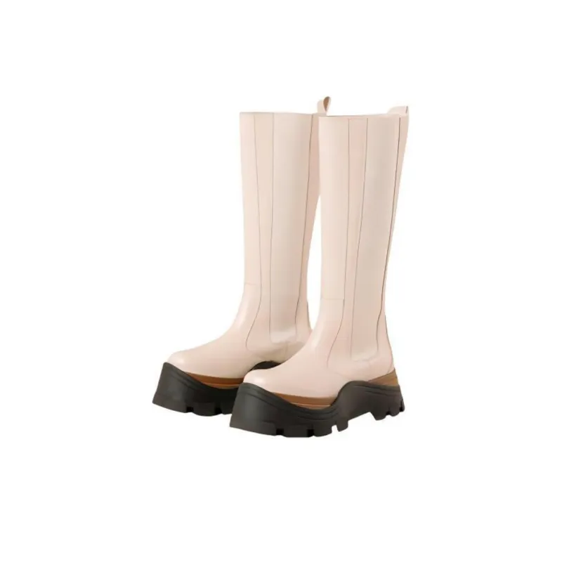 ALOHAS Knee-High Chelsea Boots 6cm Women's White-2