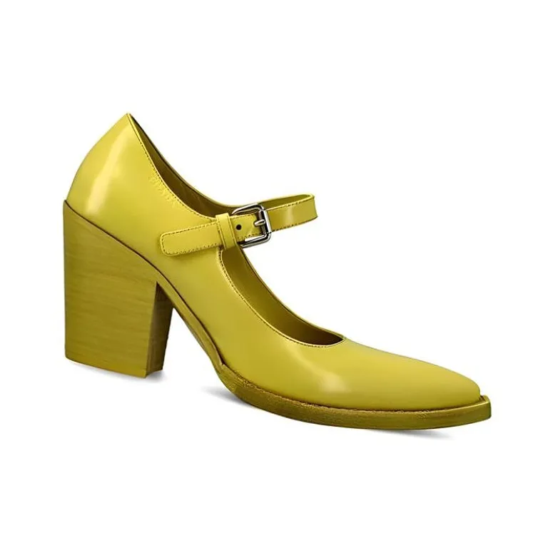 PRADA Chunky Heel High Heels Women's Yellow-3
