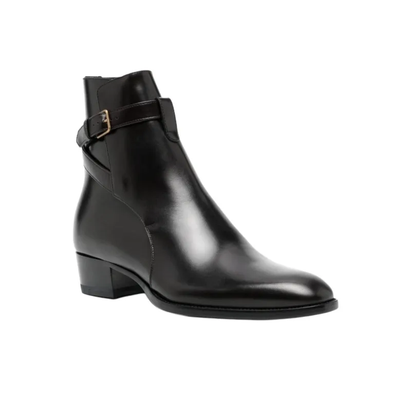SAINT LAURENT Wyatt Leather Ankle Boots-2