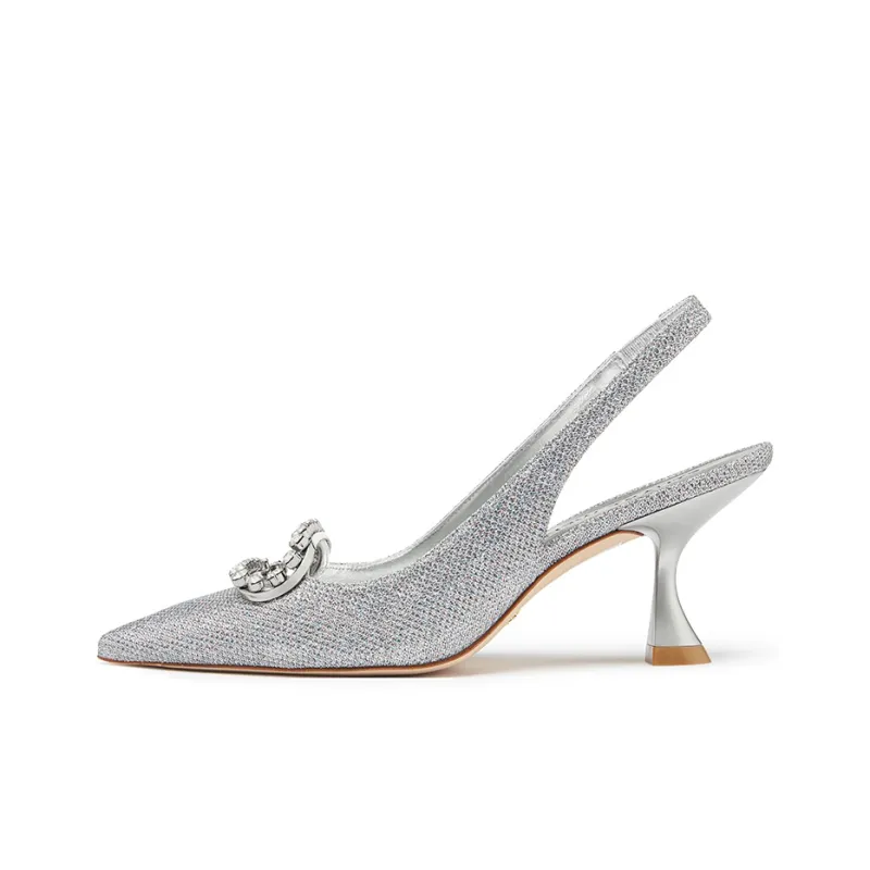 Stuart Weitzman/SW Blingring Xcurve 75 Slim Heel High Heels Women's Silver-0