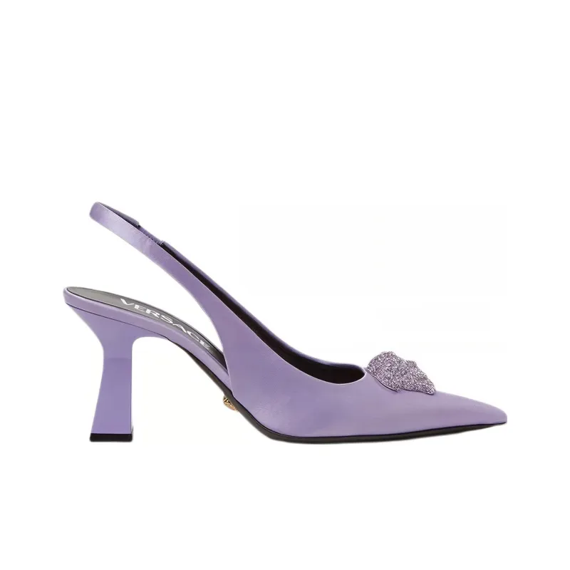 VERSACE La Medusa Cone Heel High Heels Women's Purple-1