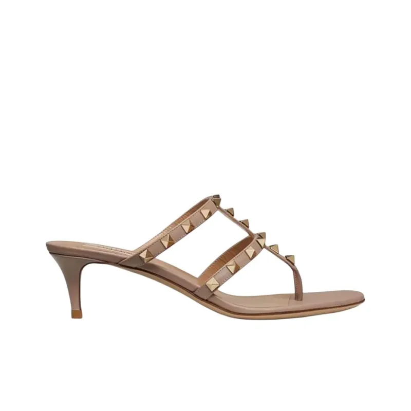 Valentino Rockstud Slim Heel High Heels 5cm Women's Nude-1