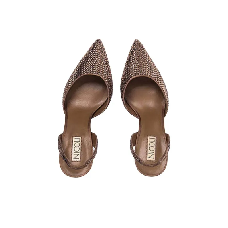 NICOLI Hayley Slim Heel High Heels 8cm Women's Brown-4
