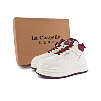La Chapelle Skateboard Shoes Women's High Top Beige Red