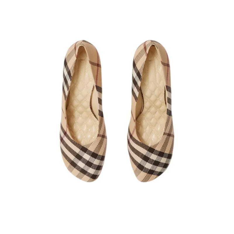 Burberry Check Slim Heel High Heels 8.5cm Women's Brown-2