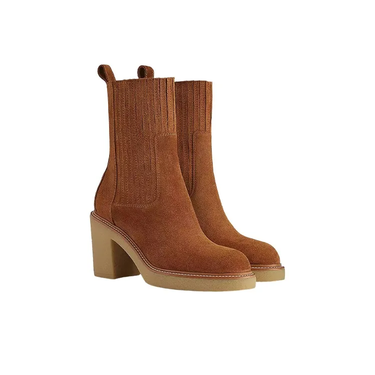 HERMES Donia 70 Ankle Boots 7cm Women's Brown-3