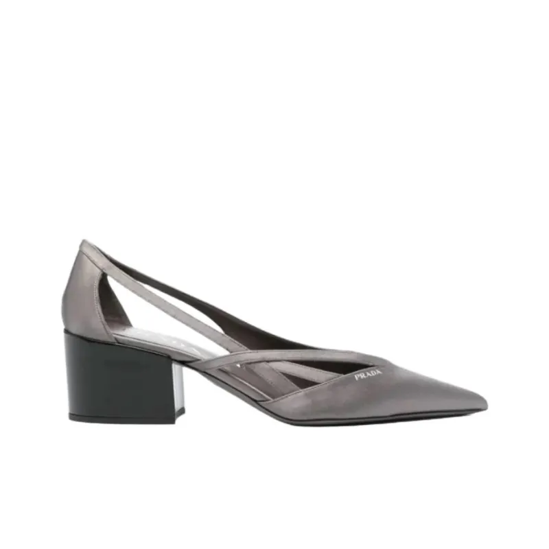 PRADA Chunky Heel High Heels 5.5cm Women's Gray-1