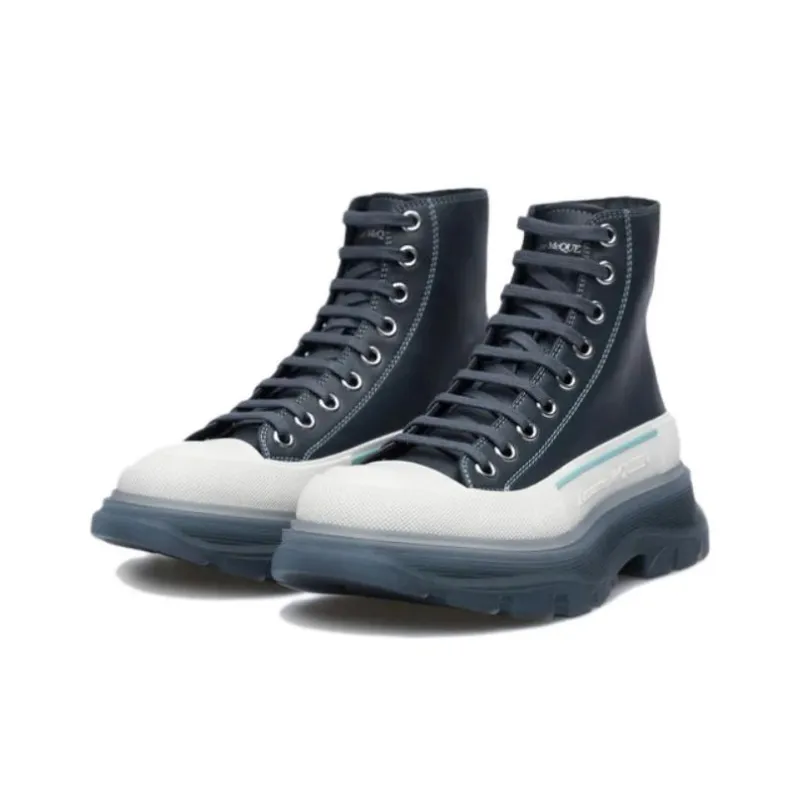 Alexander McQueen Tread Slick Boot Navy White Women's-1