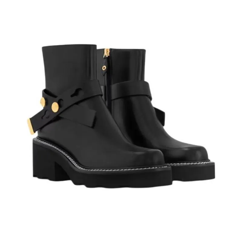 LOUIS VUITTON Beaubourg Ankle Boots 4cm Women's Black-2