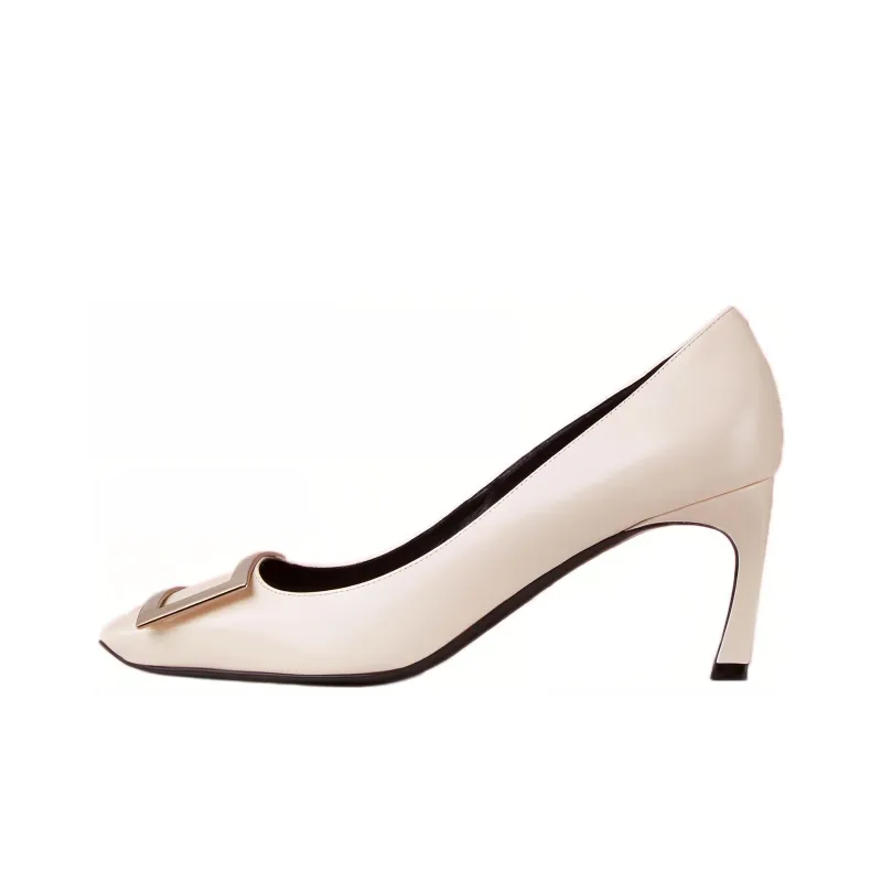 Roger Vivier Belle Vivier Trompette Slim Heel High Heels 7cm Women's Cream-0