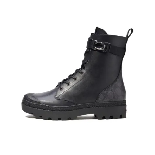 COACH Logo-plaque Leather Ankle Boots