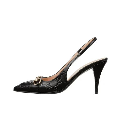 GUCCI Horsebit Slim Heel High Heels 8.5cm Women's Black