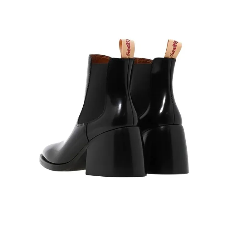 See By Chloe Short Chelsea Boots 8cm Women's Black-4