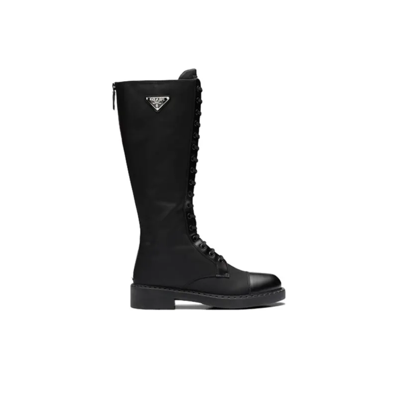 PRADA Women's Brushed Leather And Re-Nylon Boot 'Black'-1