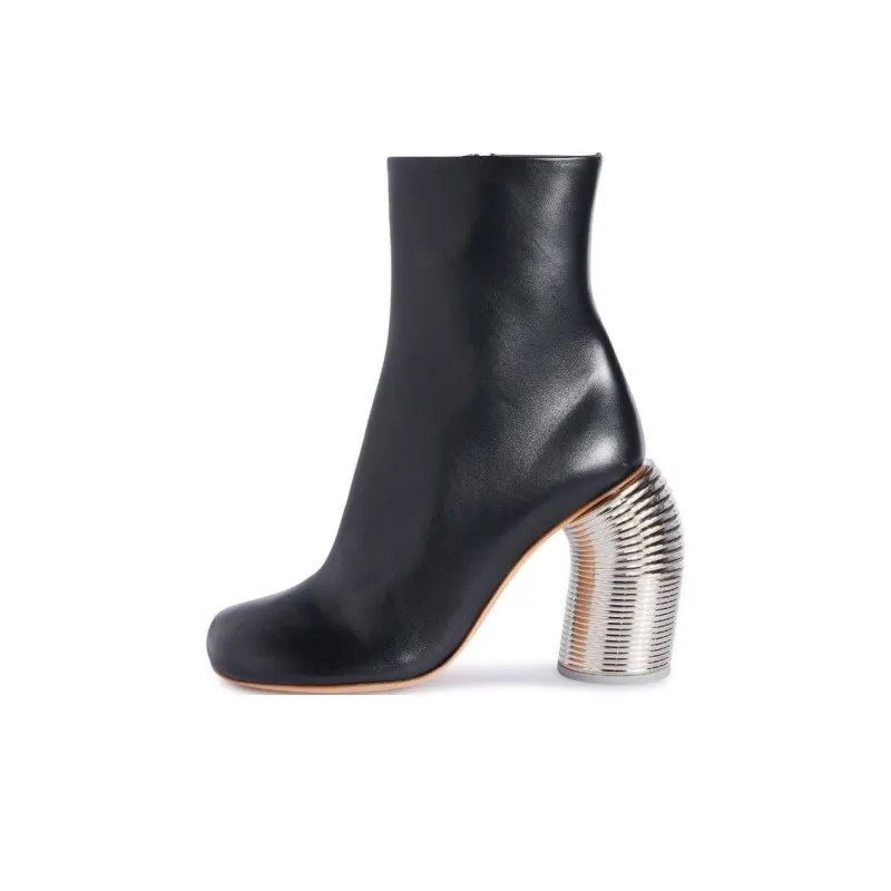 OFF WHITE Spring Leather Ankle Boots Women's-0
