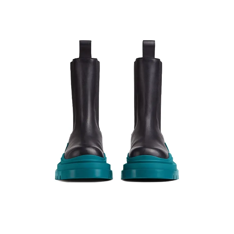 Bottega Veneta Tire Chelsea Boots Women's Black Blue-2