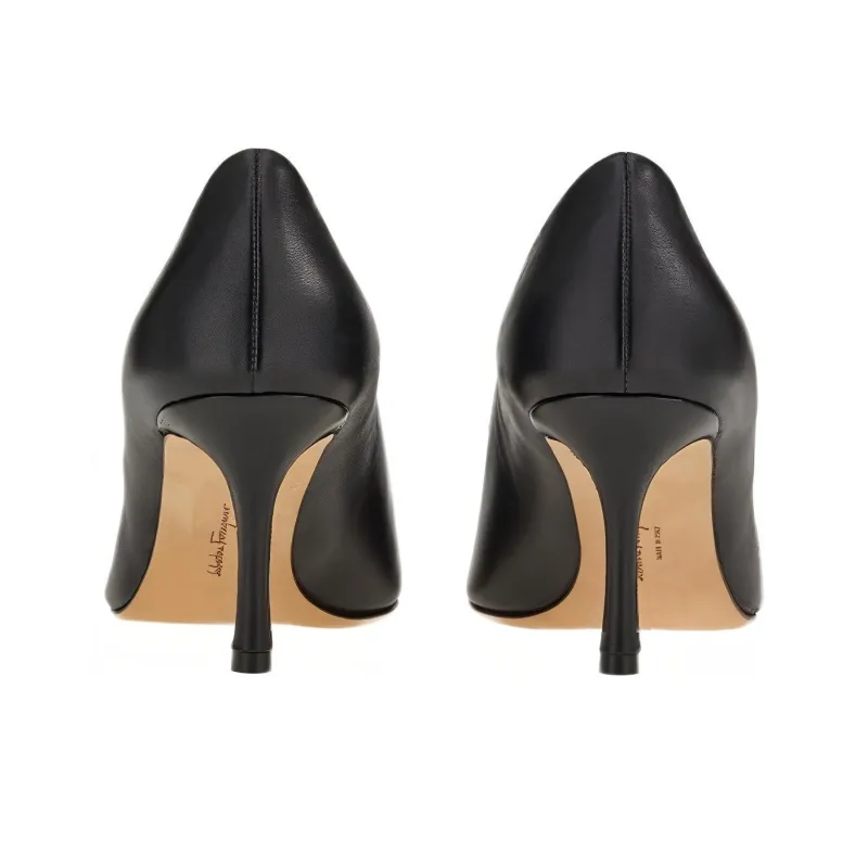 FERRAGAMO Slim Heel High Heels 7cm Women's Black-4