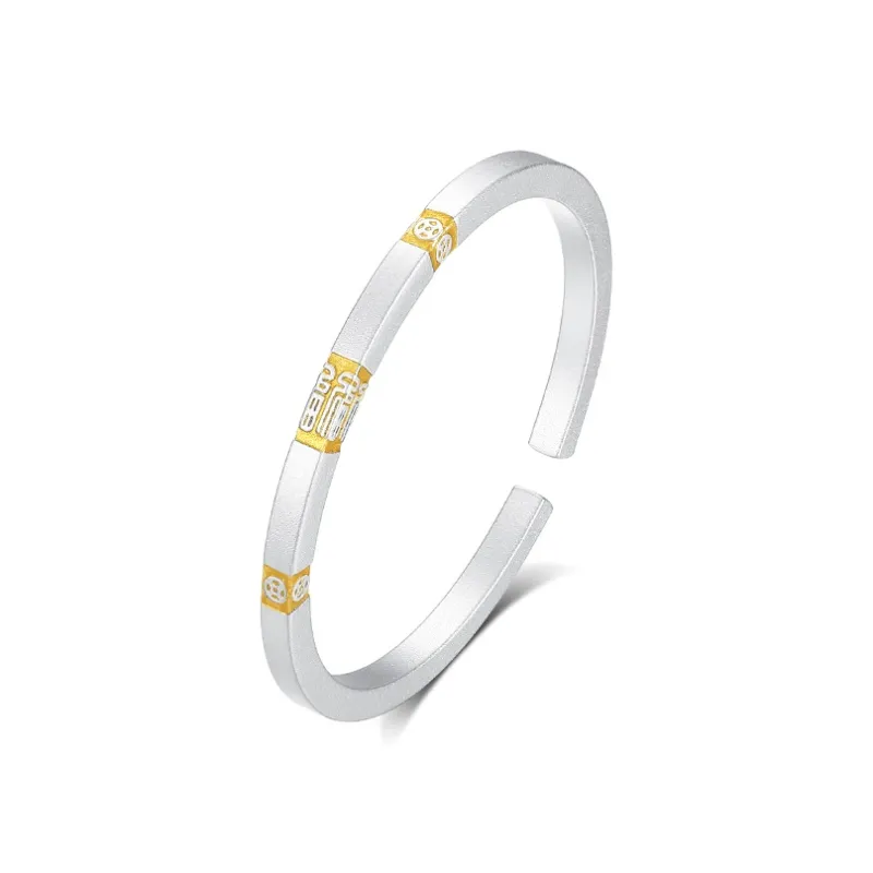 Heart Grass 999 Fine Silver Bangles Women's-0