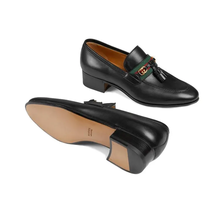 GUCCI Web Interlocking G Loafers-4