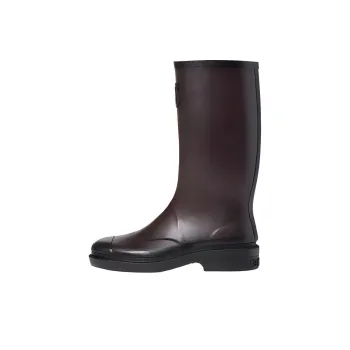 CHANEL Water Resistant Rain Boots Women's Dark Brown